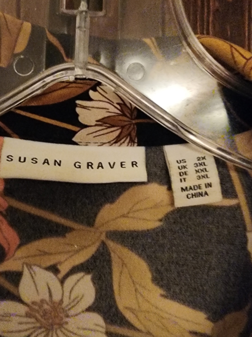 Susan Graver Black Floral Dress with Gold and White Blooms - Picture 3 of 3
